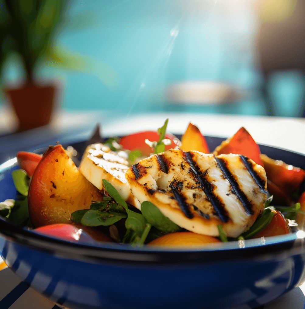 Grilled Peach and Halloumi Salad